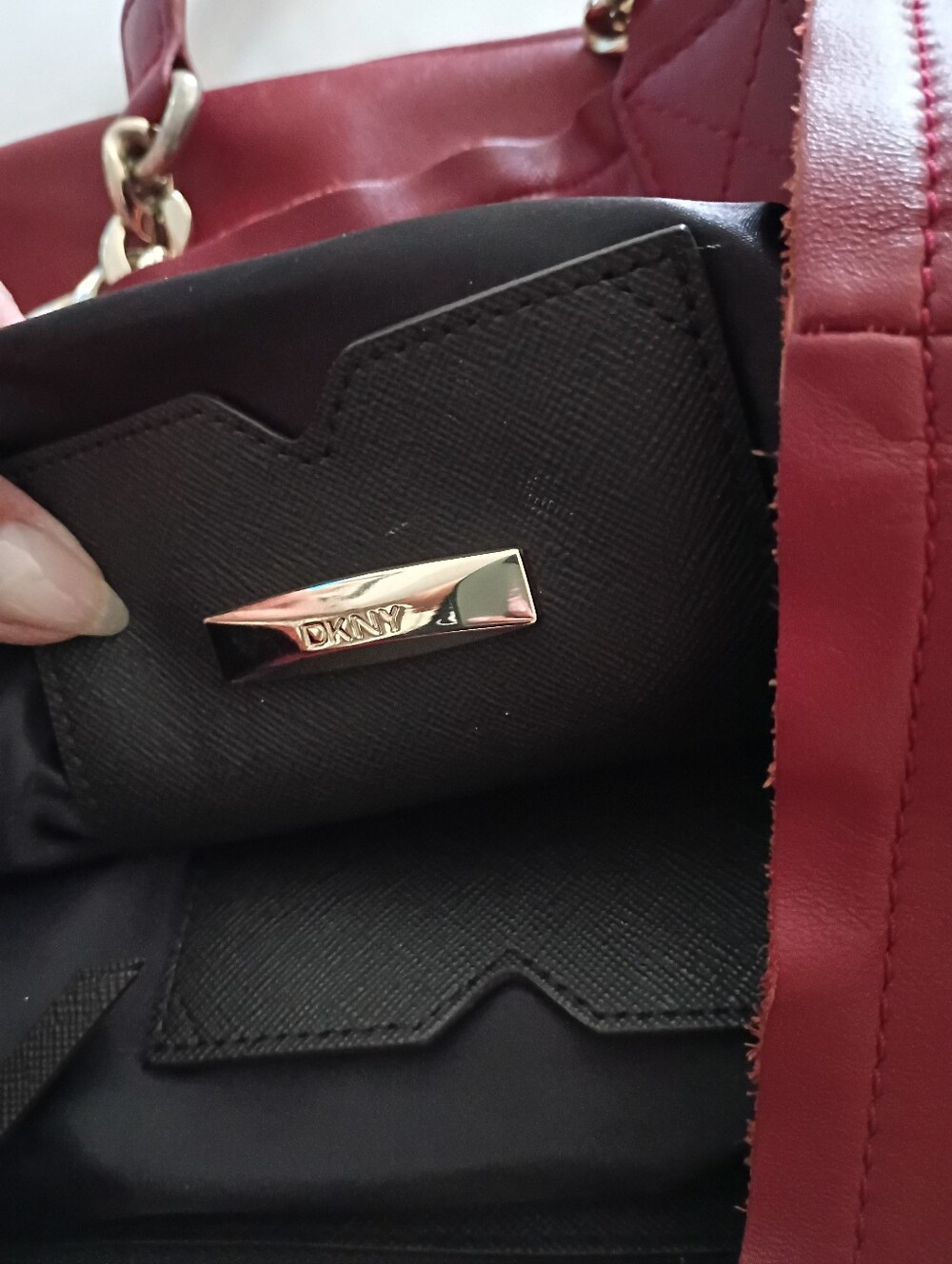 DKNY Red Ruffled Handbag - Picture 9 of 9